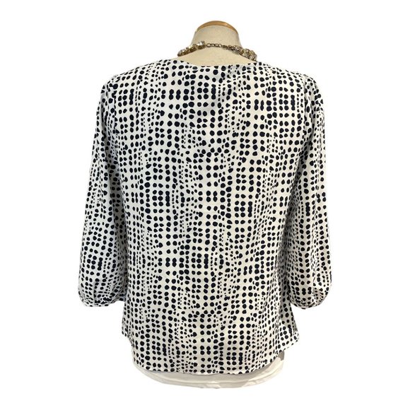 MERONA Blouse Sz Medium White with Black Specks Pull On 3/4 Sleeves - Picture 5 of 10